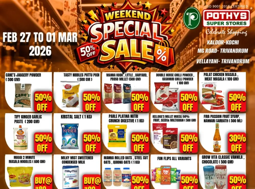 Pothys Weekend Sale Feb 27-Mar 1 | Offers in Kochi & Trivandrum flyer cover