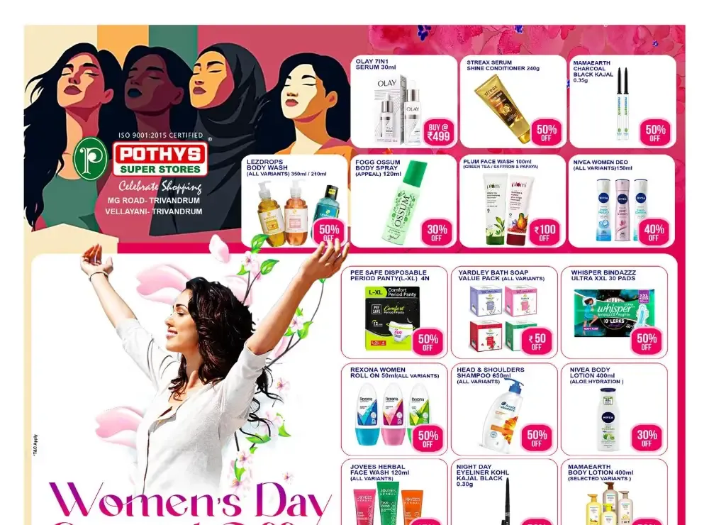 Pothys Trivandrum Women’s Day Sale | Ends 8 March flyer cover