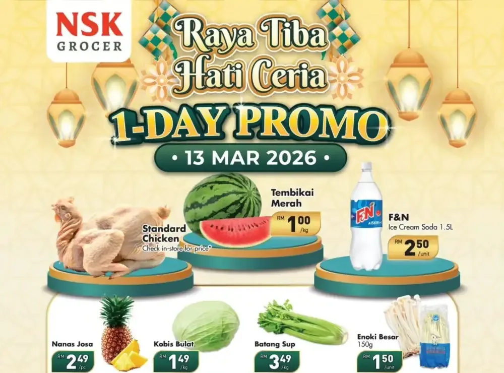 Raya 1-Day Promo | NSK Grocer Malaysia | Valid Until 17 Mar flyer cover