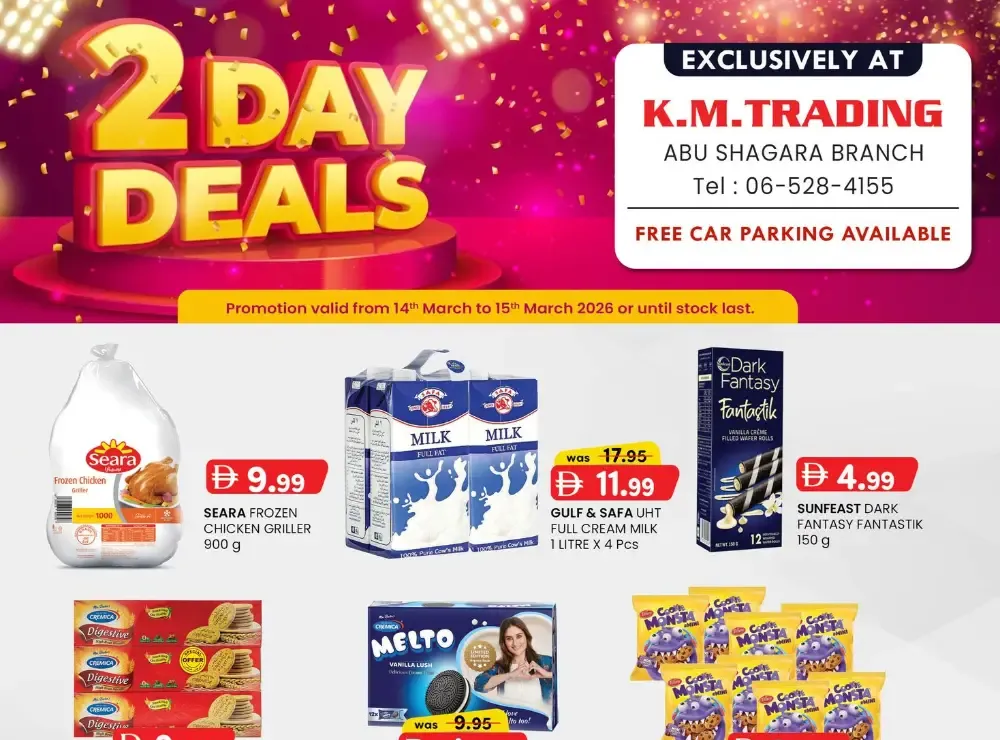 K.M. Trading Abu Shagara 2 Day Deals | Ends Sunday flyer cover