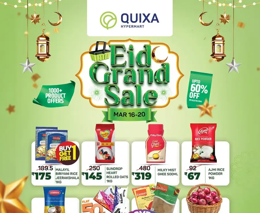 QUIXA Hypermart Kollam | Eid Grand Sale: Up to 60% Off Grocery & Home flyer cover