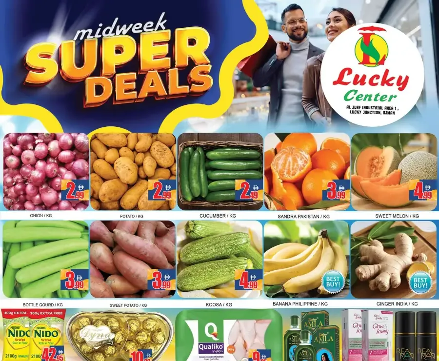Lucky Center Ajman Midweek Super Deals - Fresh Grocery Offers March 23-25 flyer cover