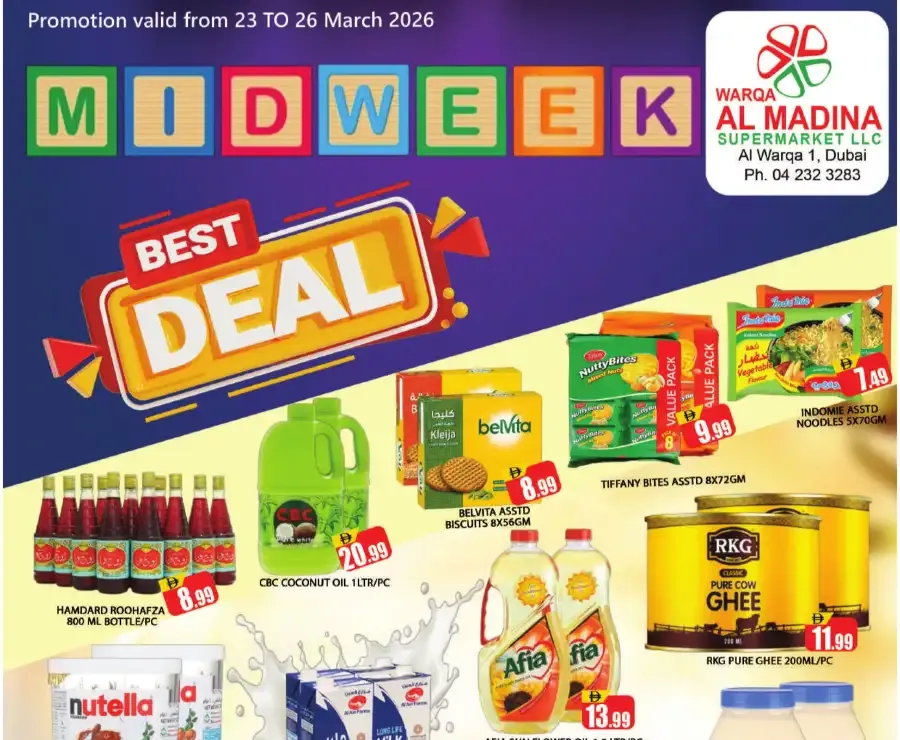 Warqa Al Madina Supermarket Dubai - Midweek Deals & Offers March 2026 flyer cover