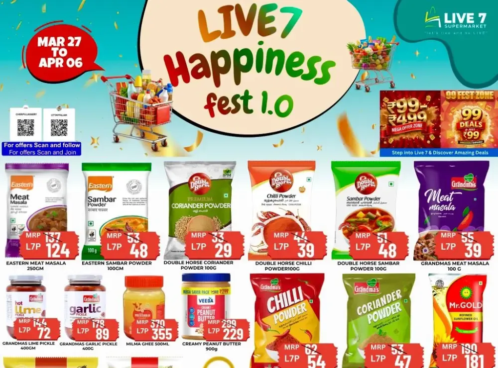 Live 7 Ottappalam & Cherpulassery Happiness Fest | Ends Apr 06 flyer cover