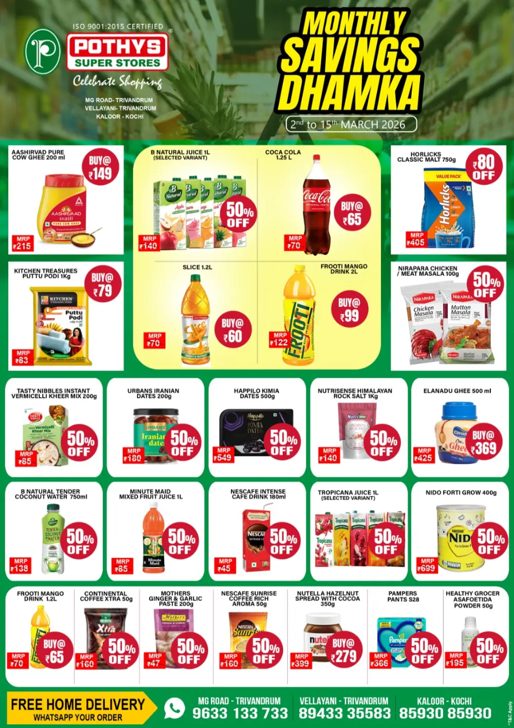 Monthly Savings Dhamka | Pothys Super Stores - Trivandrum & Kochi | Valid till 15th March page 1