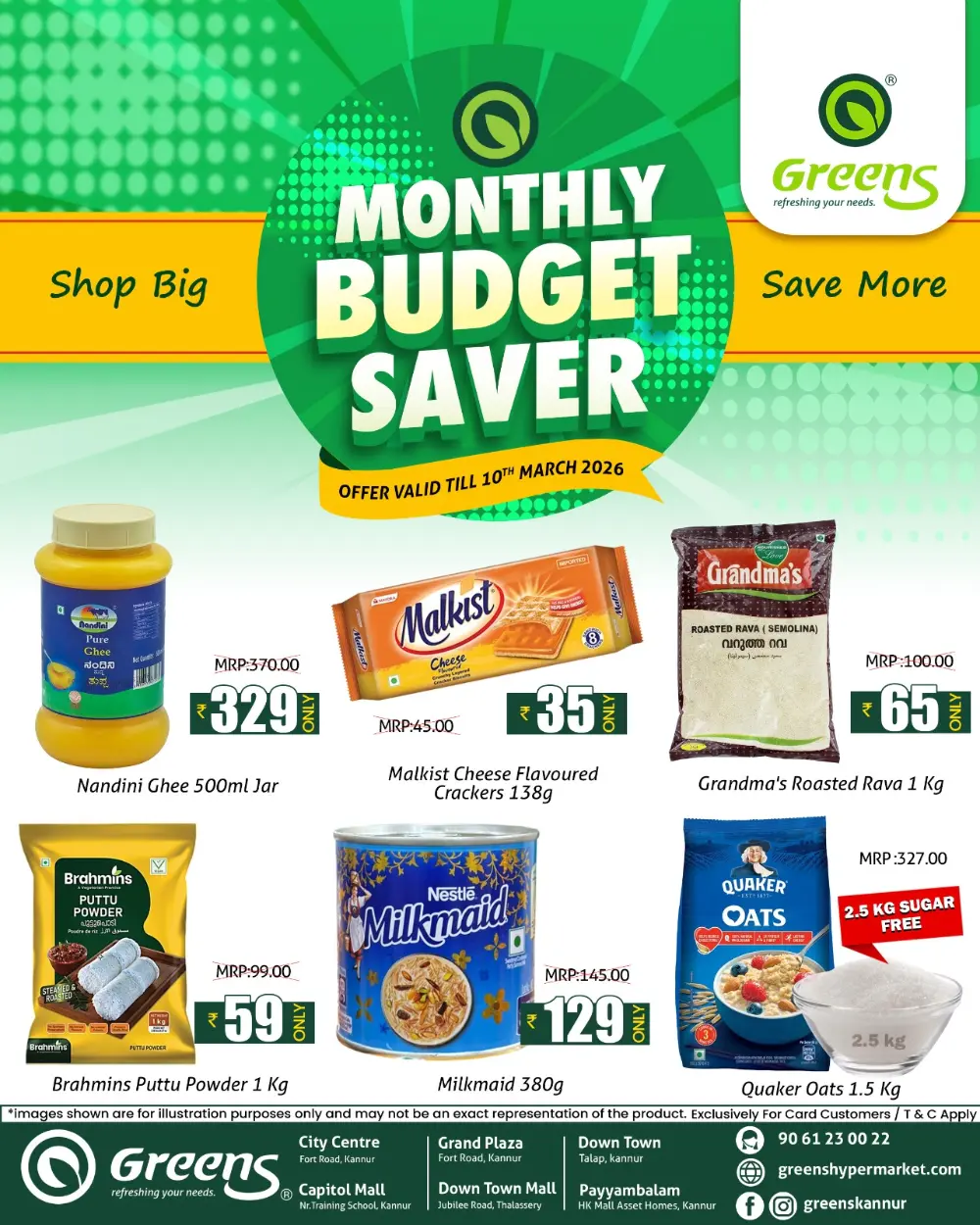 Greens Monthly Budget Saver | Kannur & Thalassery | Valid Till 10th March page 1