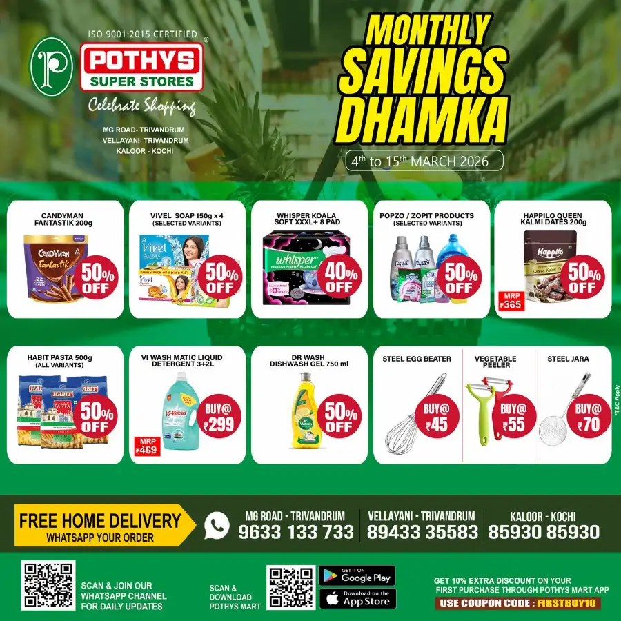 Monthly Savings Dhamka | Pothys Super Stores Trivandrum & Kochi | Ends 15th March page 4