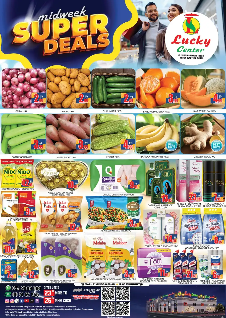 Lucky Center Ajman Midweek Super Deals - Fresh Grocery Offers March 23-25 page 1