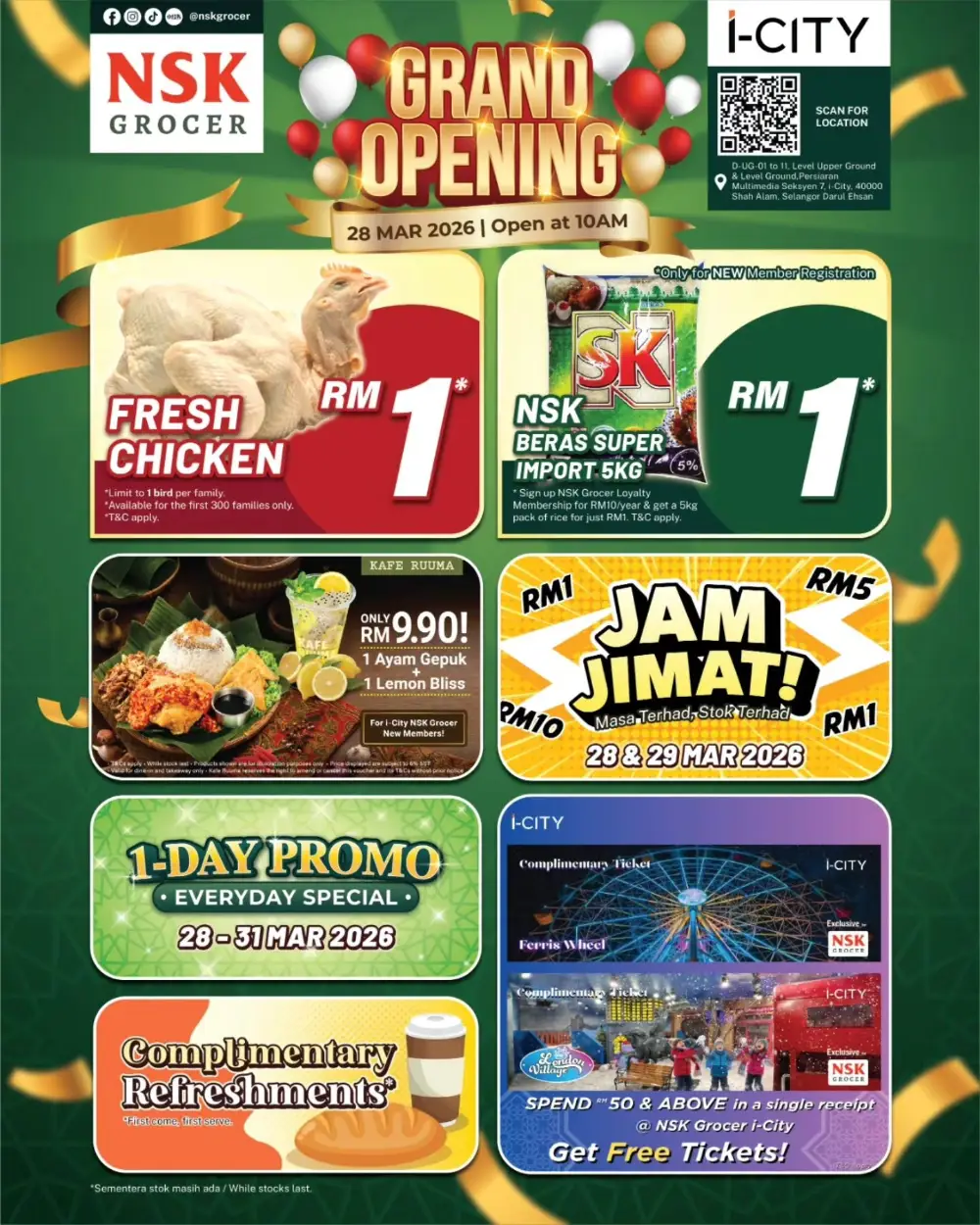 NSK Grocer i-City Grand Opening | RM1 Deals - 28 Mar page 1